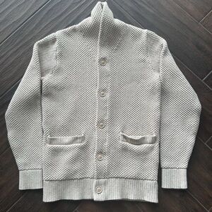 Taylor Stitch Crawford Cardigan Sweater Cotton Waffle Beige Tan Mens 38 Medium